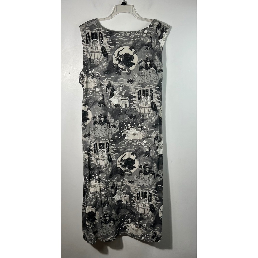 Halloween Witch Graphic Print Midi Dress Sleeveless Gray Glitter 2XL